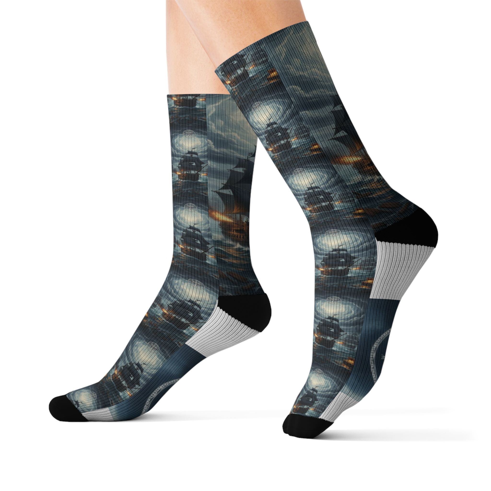 Pirate Ship Sublimation Socks — Nautical Ghost Ship Crew Socks