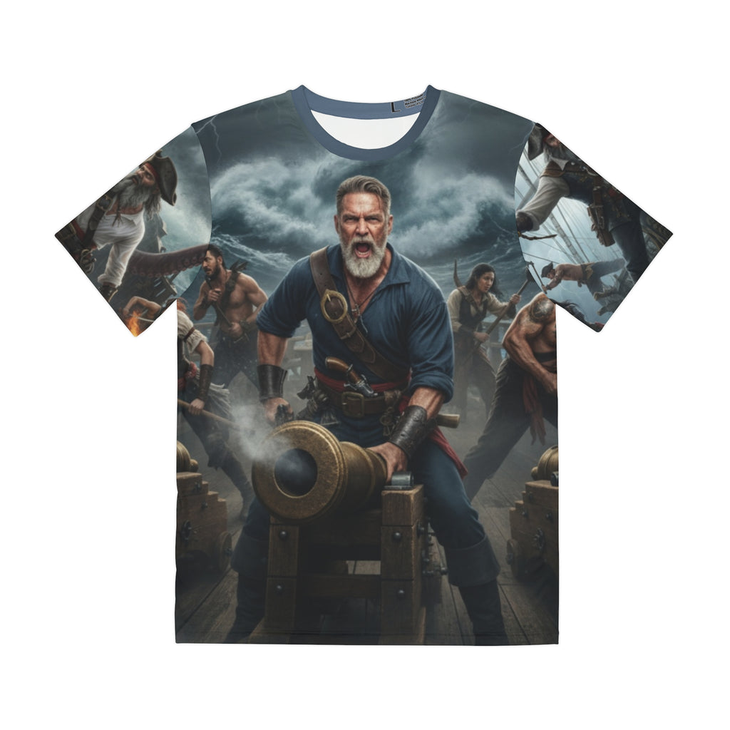 Pirate Ship Battle All-Over Print Tee — Cannon Crew Nautical Graphic