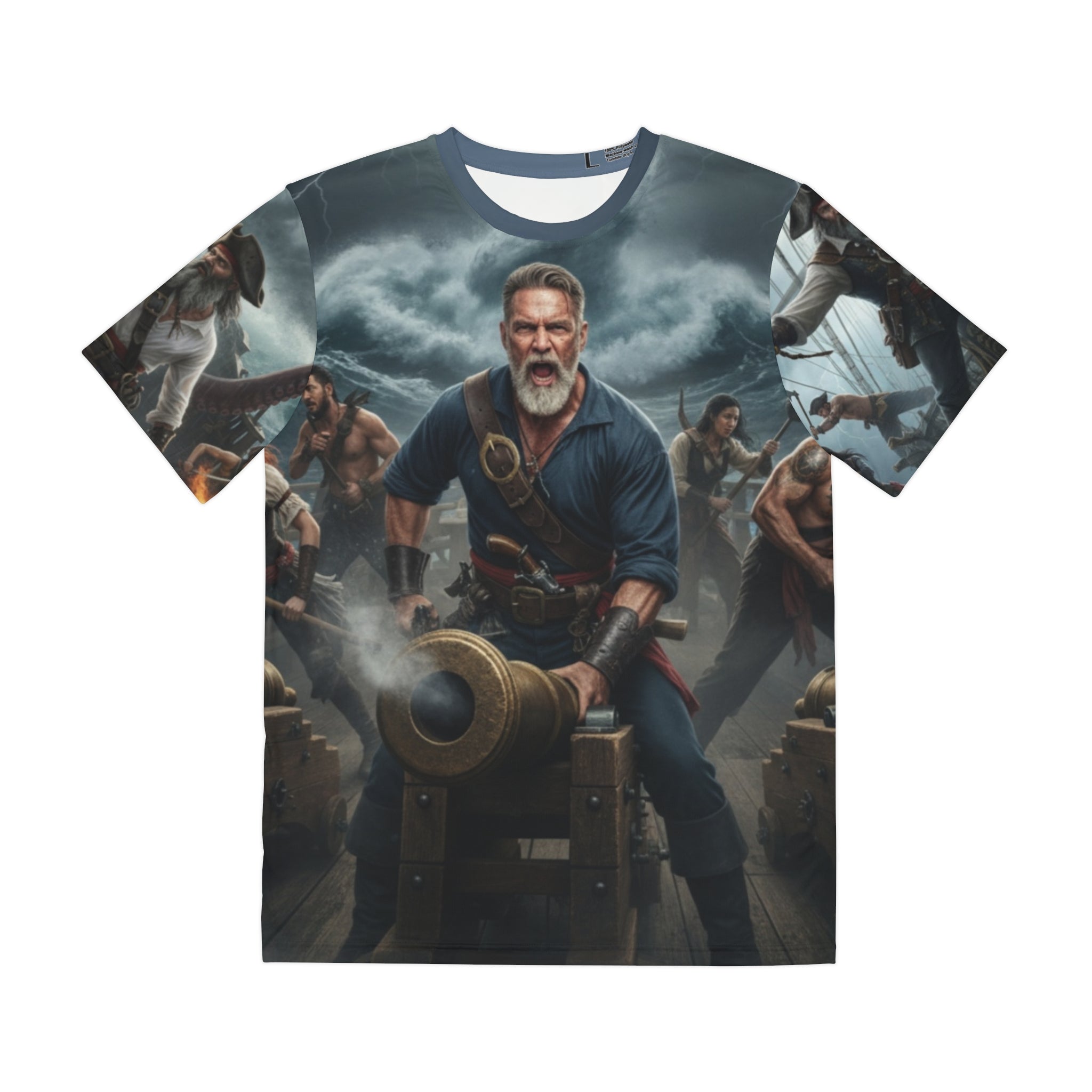 Pirate Ship Battle All-Over Print Tee — Cannon Crew Nautical Graphic