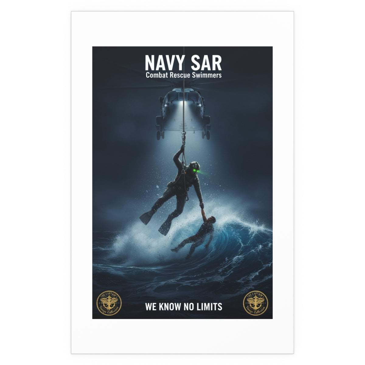 Navy SAR Combat Rescue Swimmers Silk Poster – “We Know No Limits” Indoor/Outdoor Print