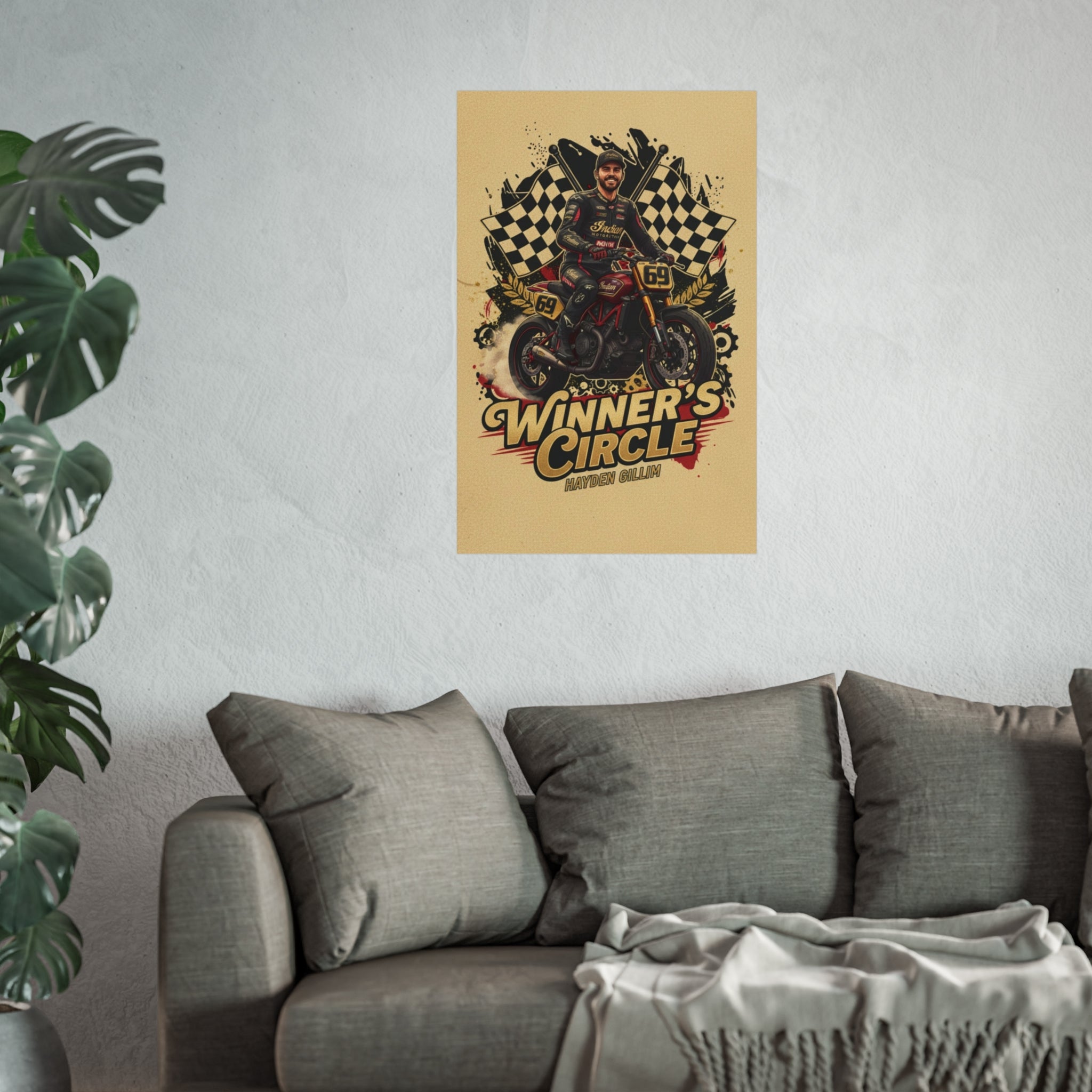 Winner's Circle Motorcycle Poster — Vintage Racing Fine Art Print