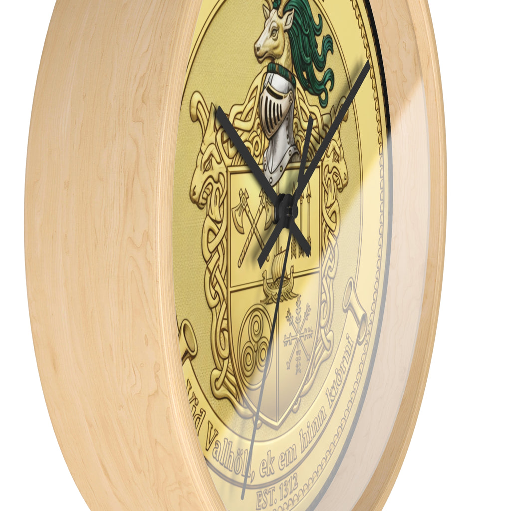 Wall Clock — Aitken Family Crest Gold Coat of Arms Clock