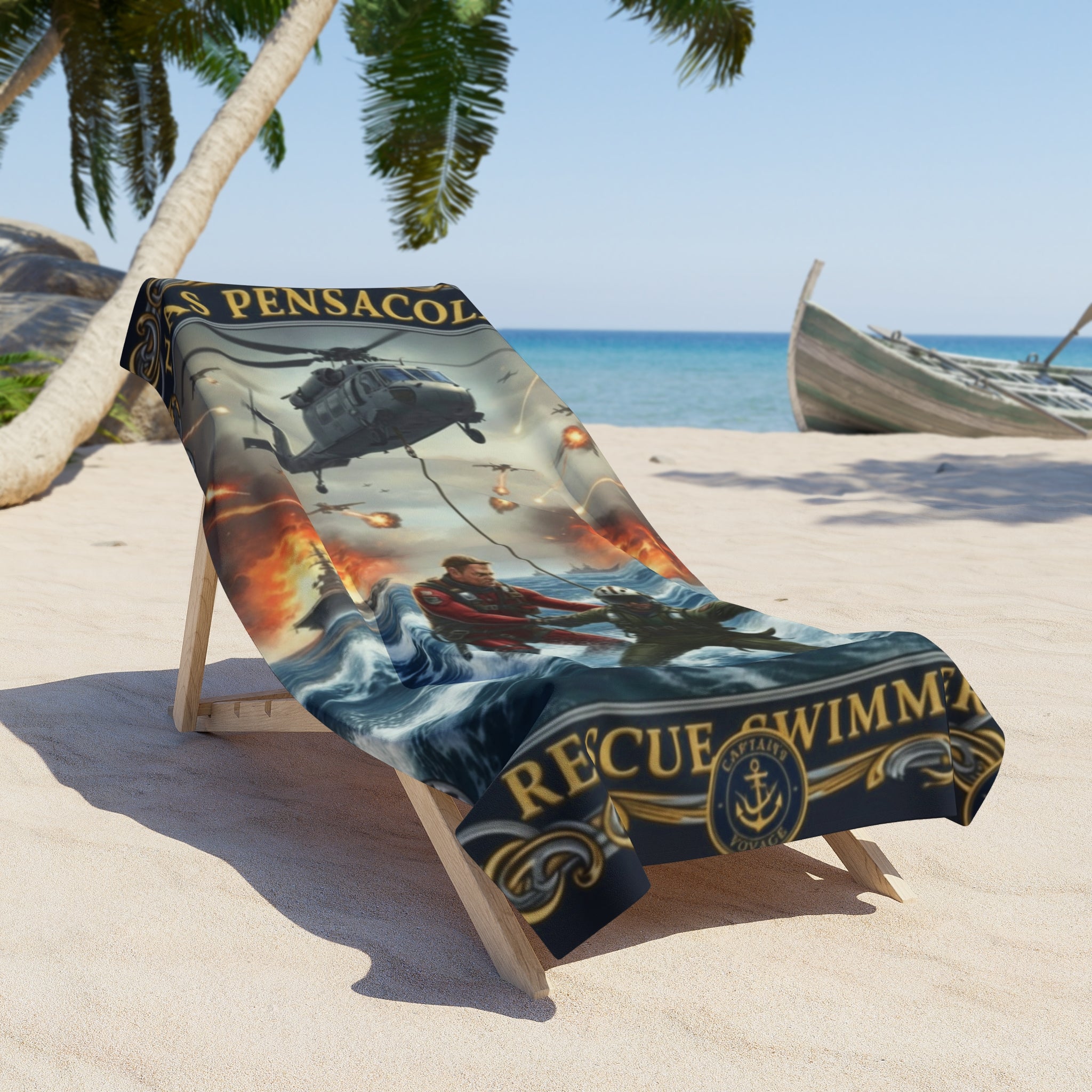 Navy Rescue Swimmers Beach Towel — NAS Pensacola Search & Rescue Design