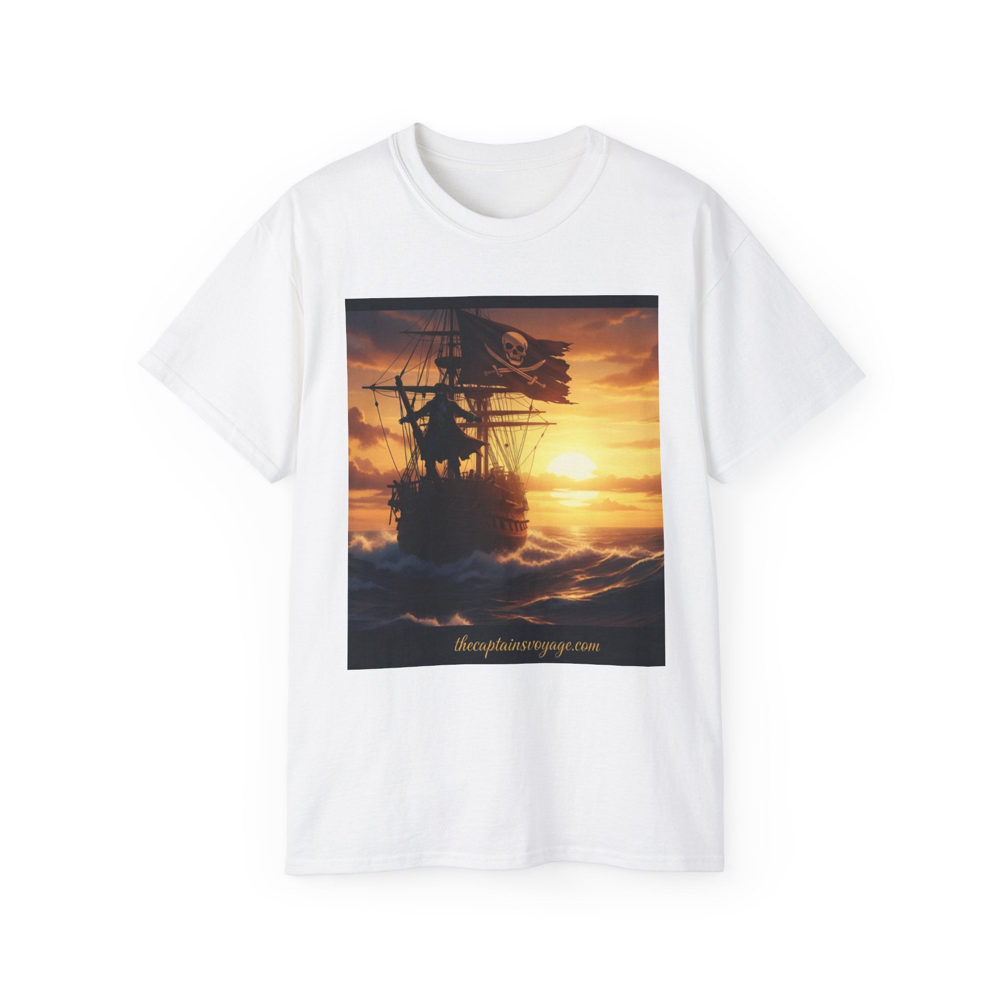 Pirate Ship Sunset Tee – Nautical Pirate Skull Graphic T-Shirt