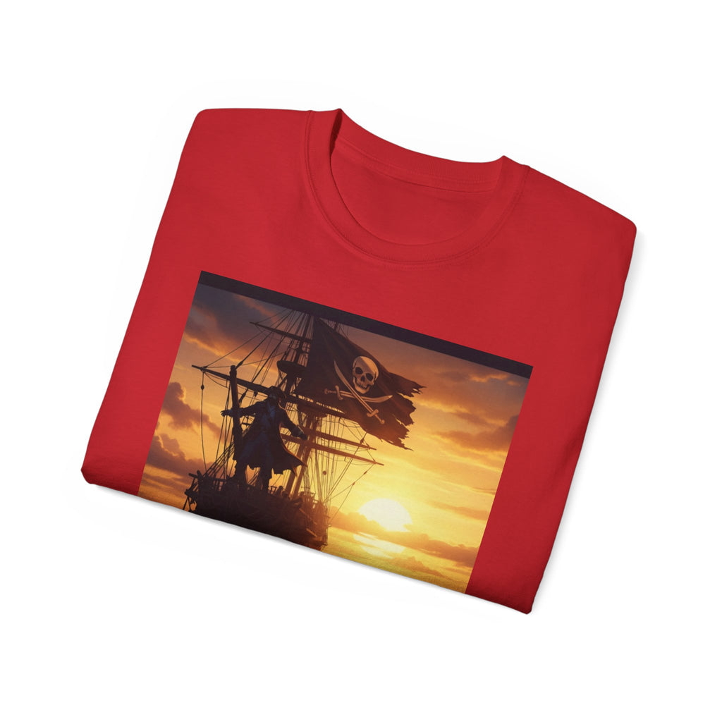 Pirate Ship Sunset Tee – Nautical Pirate Skull Graphic T-Shirt