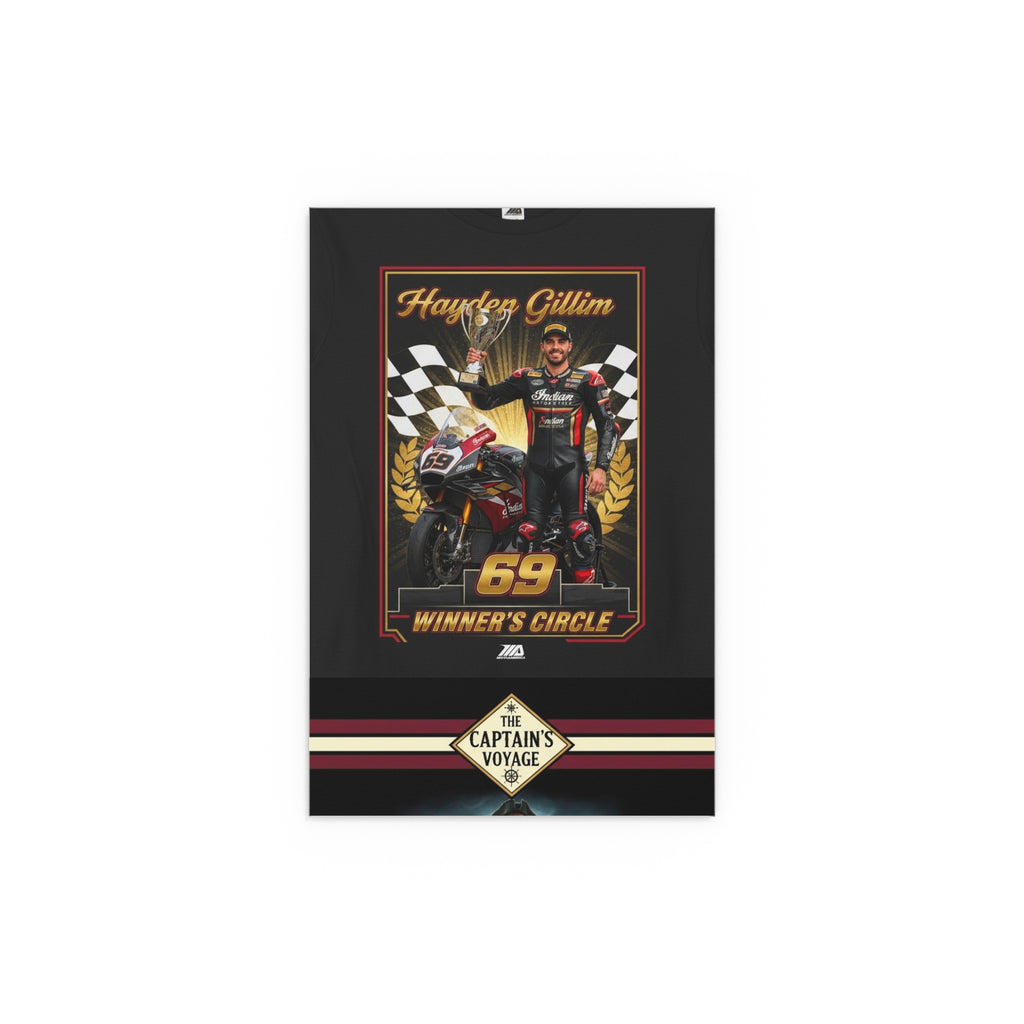 Racing Champion Silk Poster — “Winner’s Circle 69” Motorcycle Wall Art (Indoor/Outdoor)