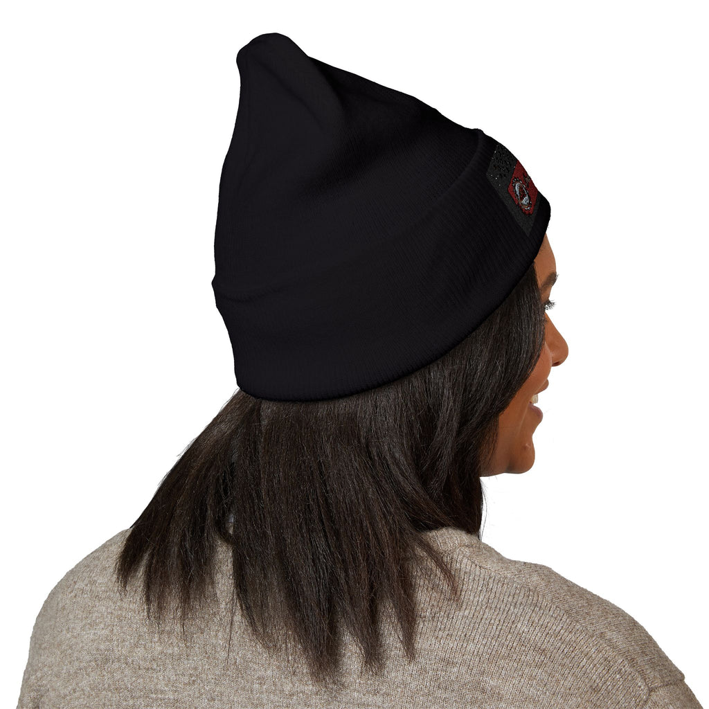 Retro Cassette Embroidered Beanie — Vintage Music Knit Hat