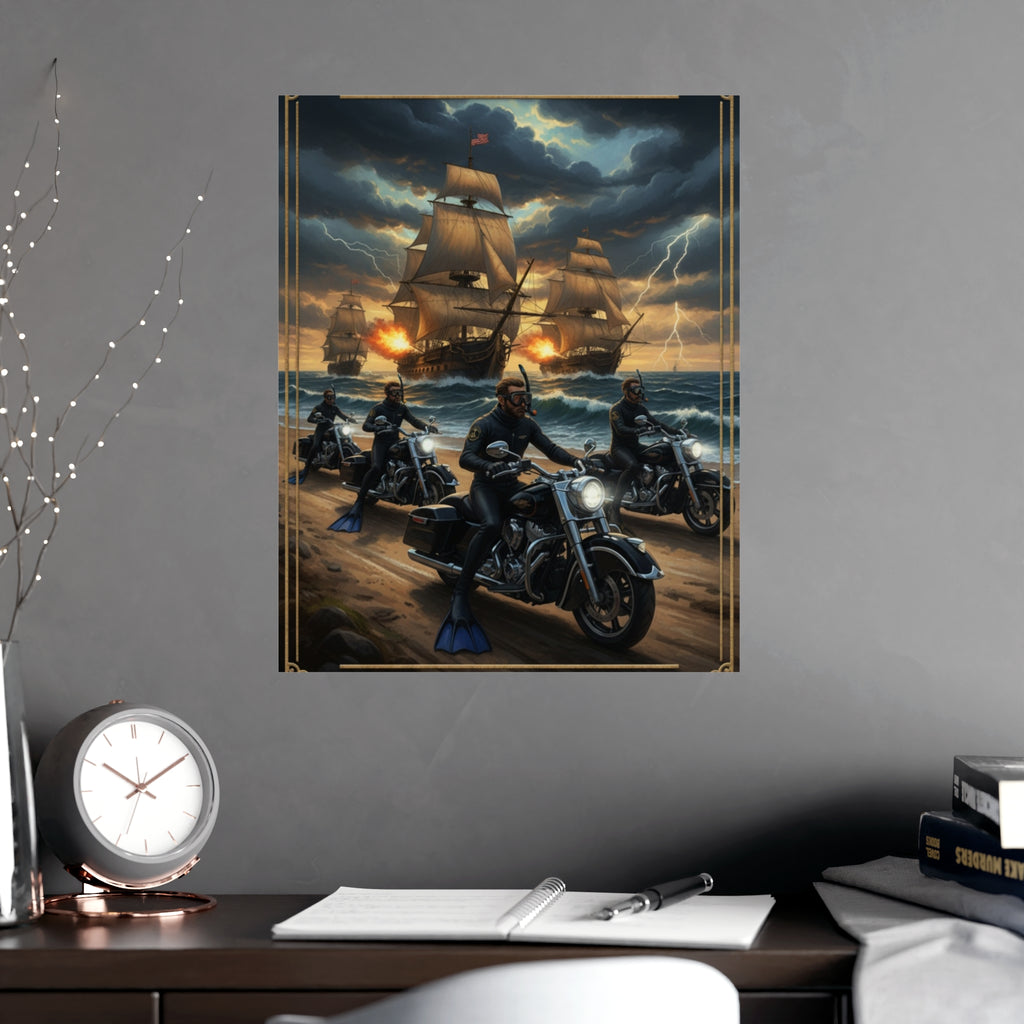 Riders Club Matte Poster — Sea Captain Bikers Vintage Nautical Wall Art
