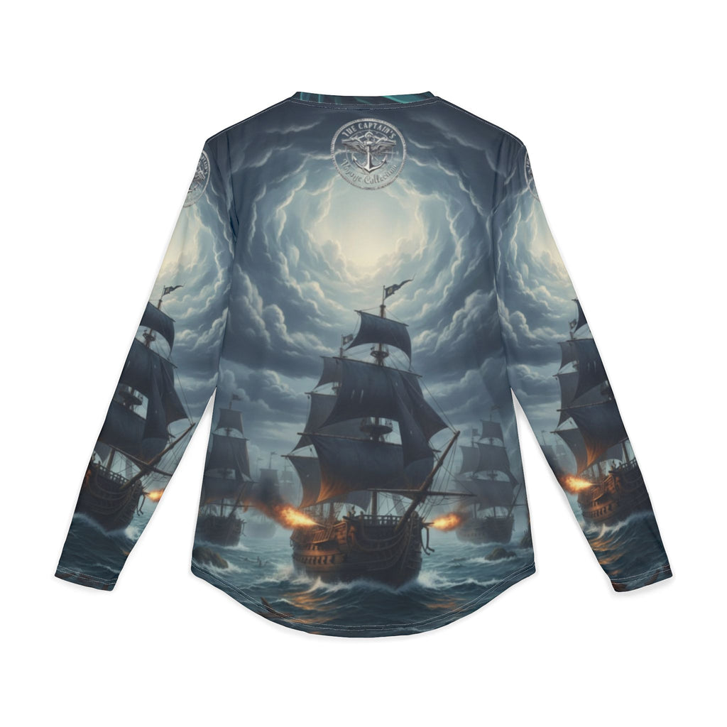 Sailing Storm Long Sleeve UV Shirt — Pirate Ship Ocean Wave AOP