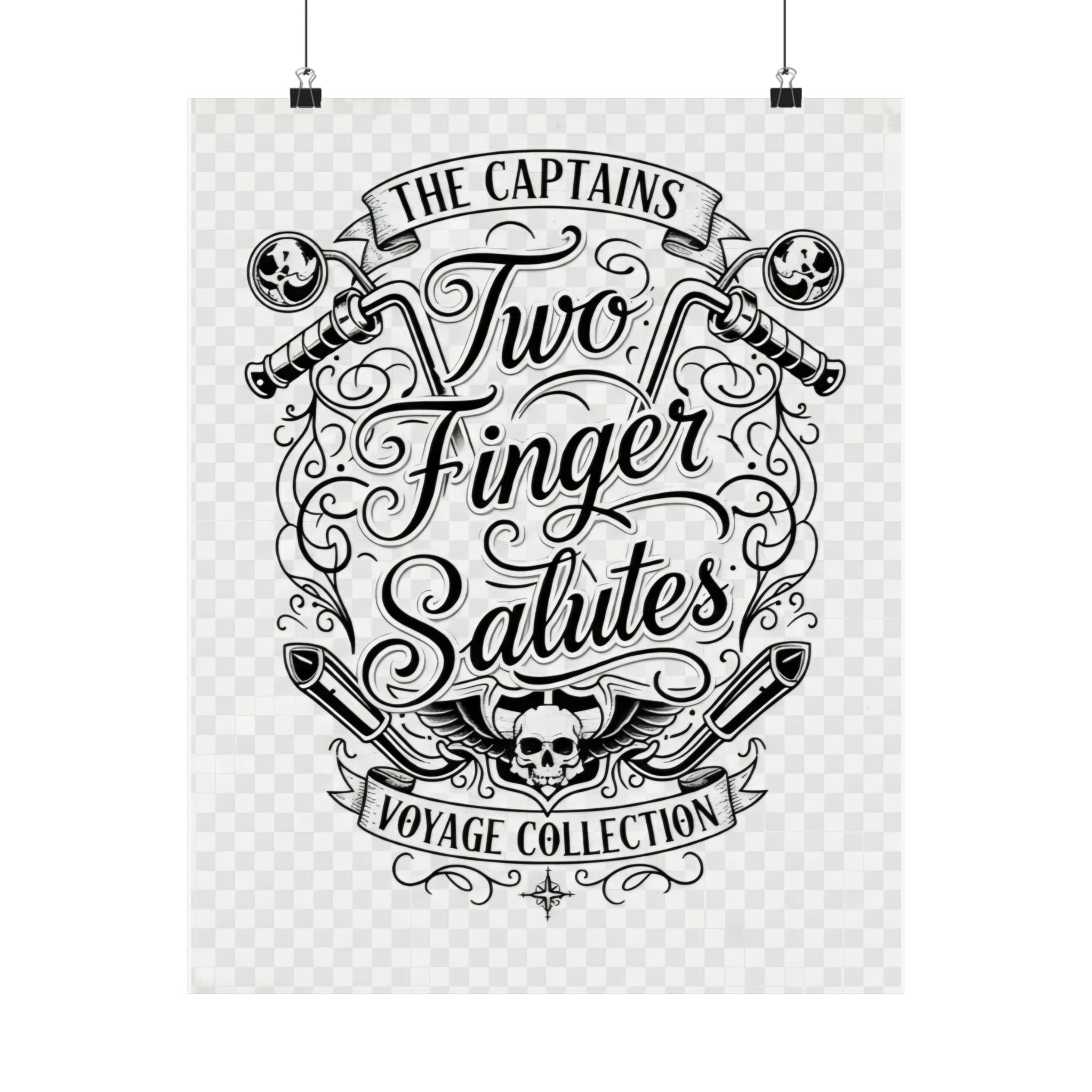 Two Finger Salutes Poster — Vintage Nautical Skull Voyage Wall Art