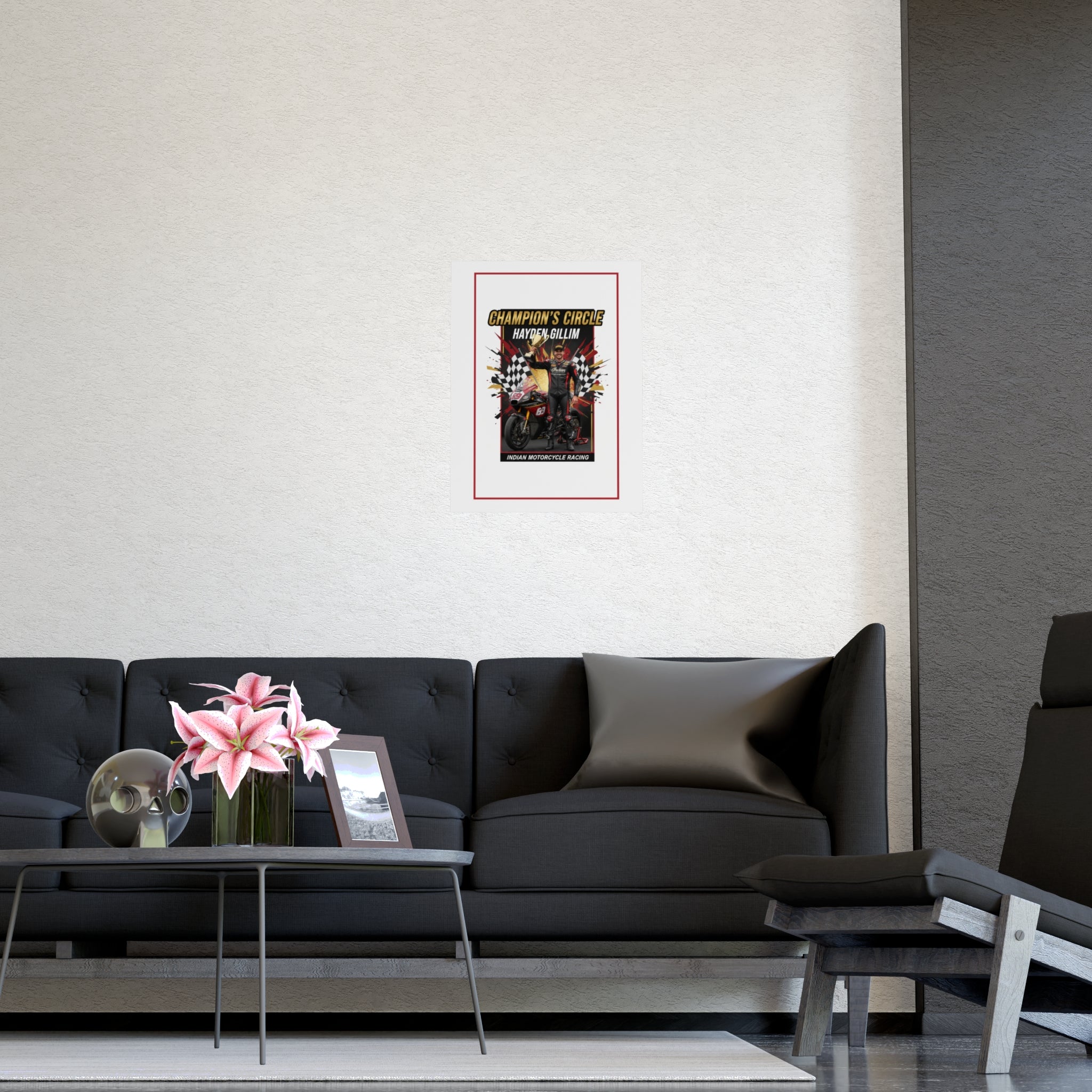 Champion's Circle Motorcycle Poster — Personalized Racing Matte Print