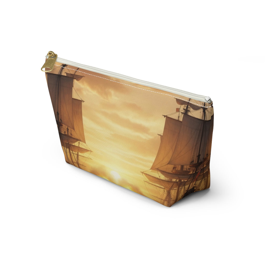 Vintage Naval Battle Accessory Pouch — Sunset Warship Makeup Bag
