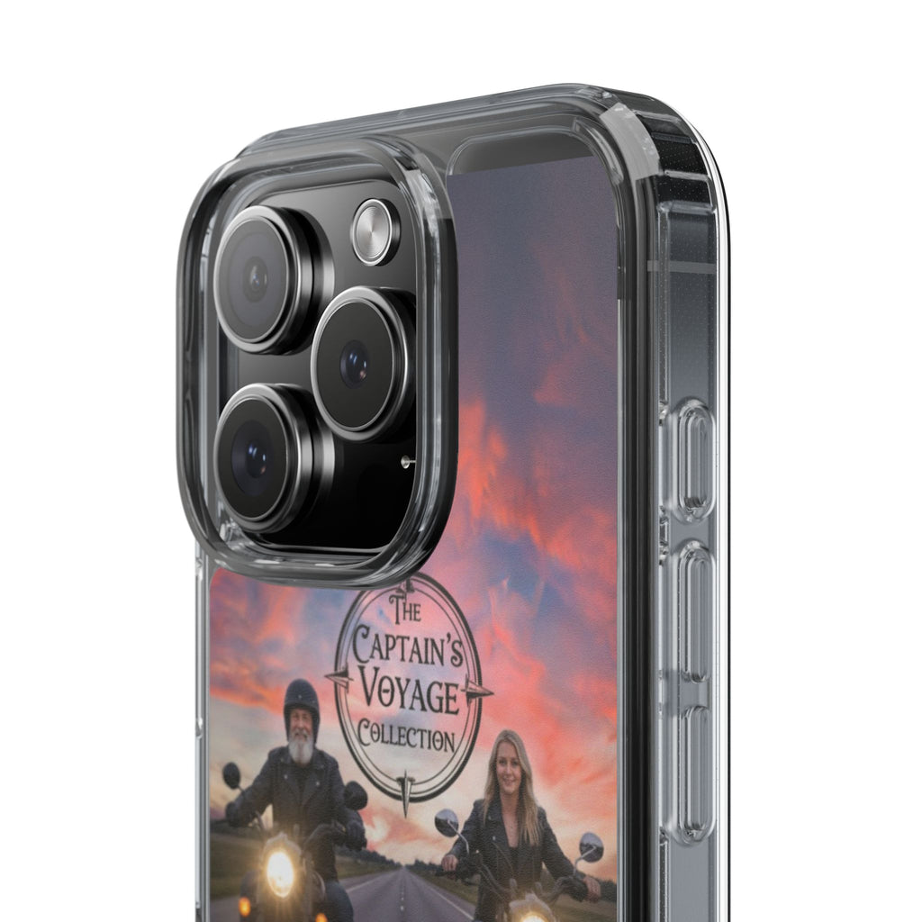 Clear Phone Case — 'The Captain's Voyage Collection' Motorcycle Sunset Design