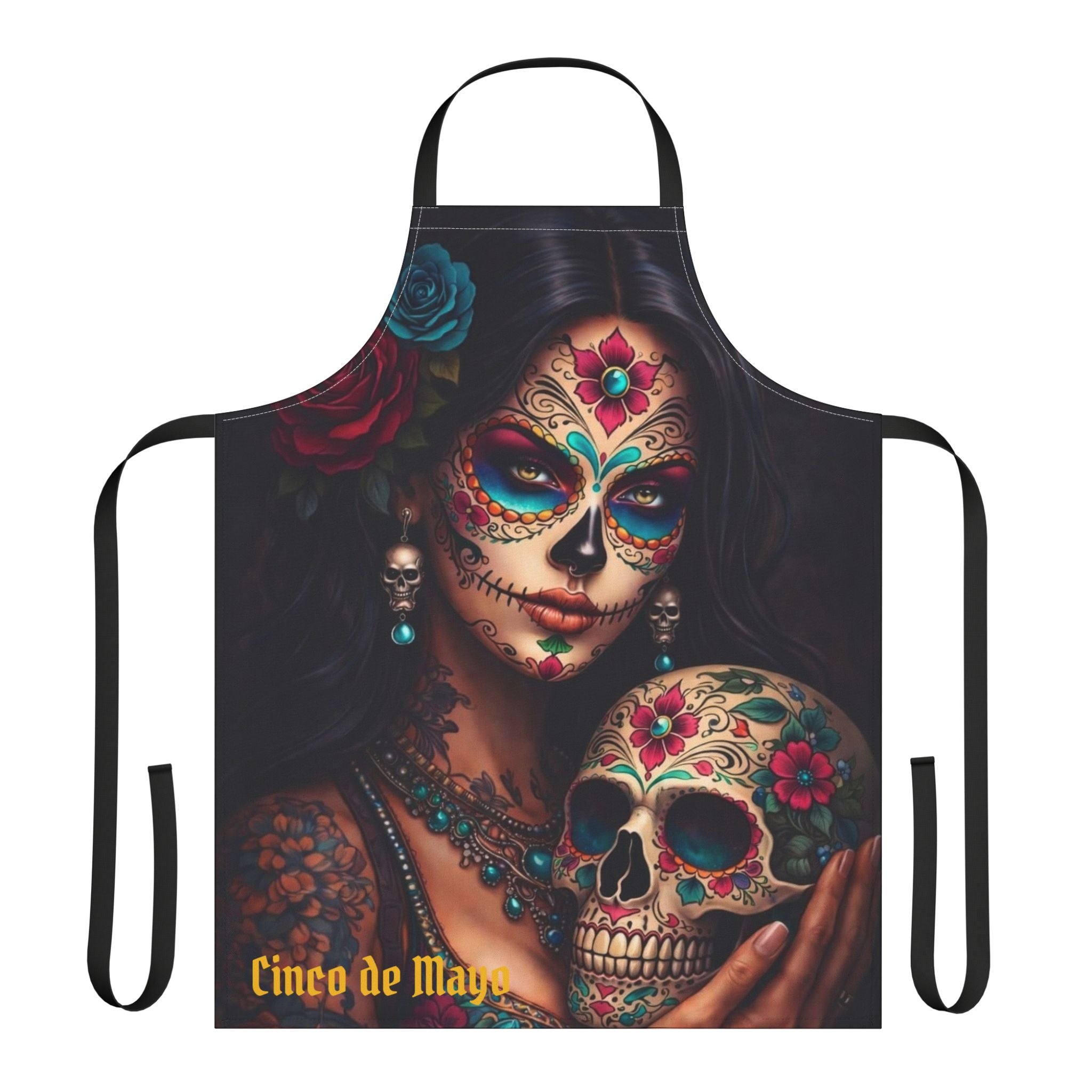 Day of the Dead Sugar Skull Apron — Cinco de Mayo Decorative Kitchen Apron