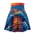Ocean Sunset Skater Skirt — Vibrant Wave & Sailing Ship AOP