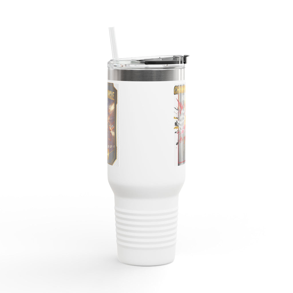40oz Insulated Travel Mug — Champion’s Circle Motorcycle Racing Design (Hayden Gillin)