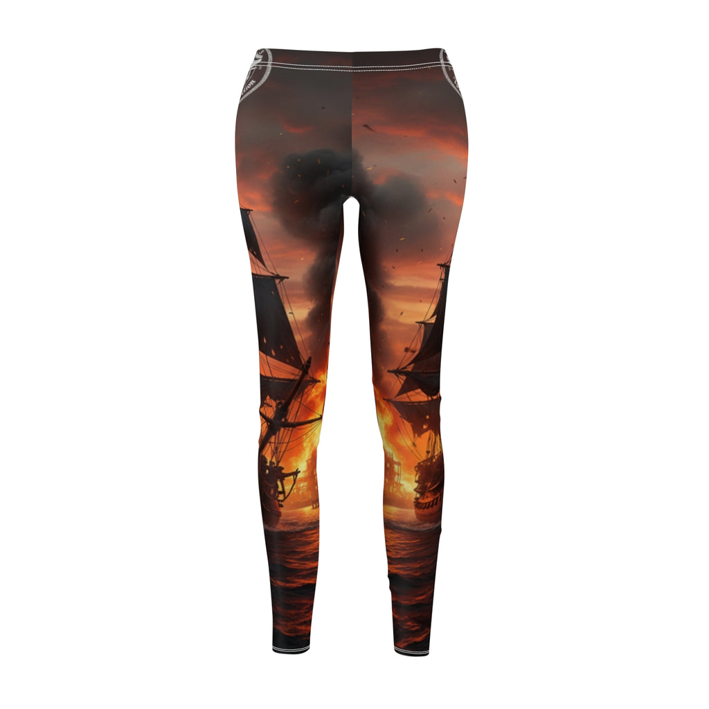 Sunset Pirate Ship Leggings — Women's Nautical Sunset AOP Leggings
