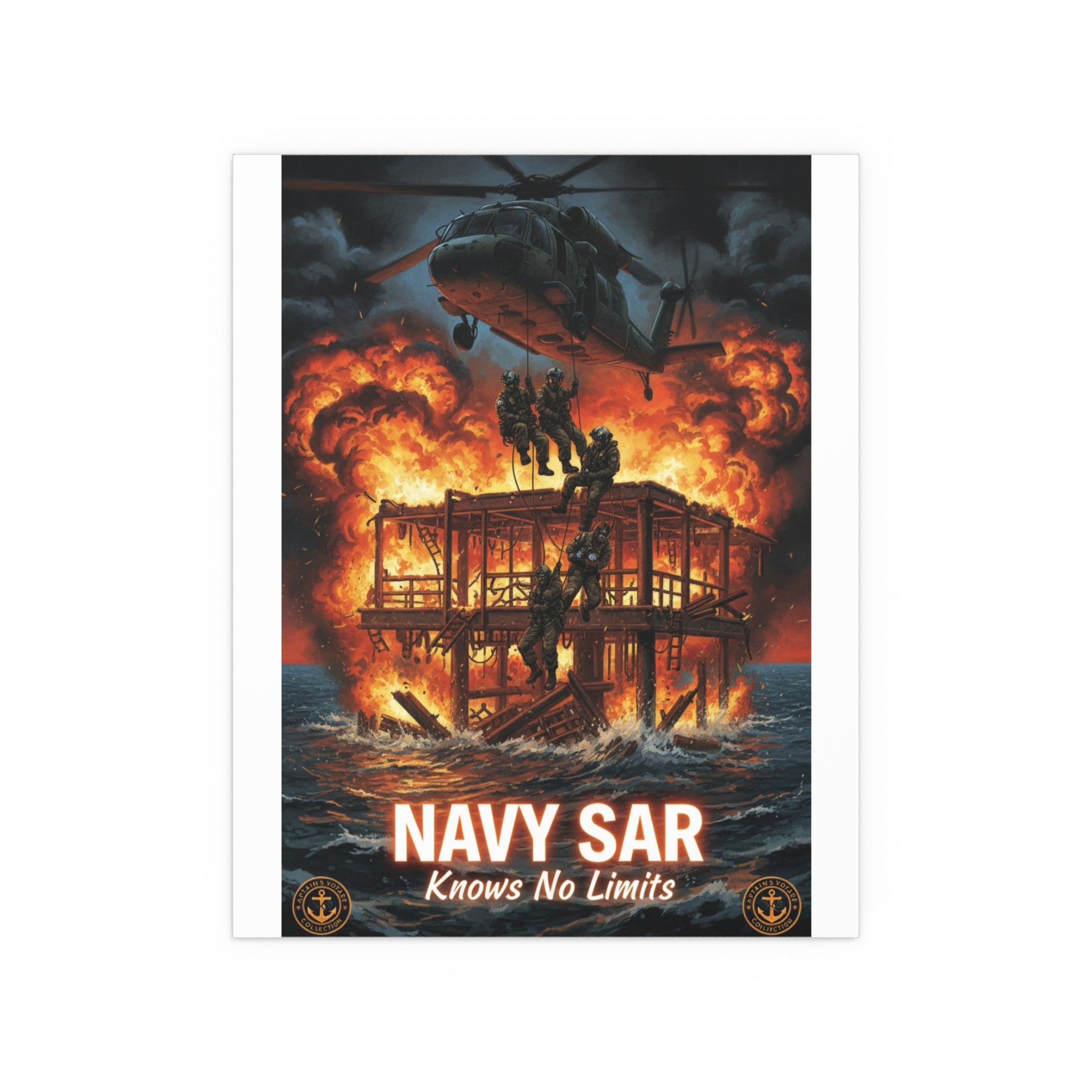 Navy SAR 'Knows No Limits' Rescue Poster - Indoor/Outdoor Silk Print