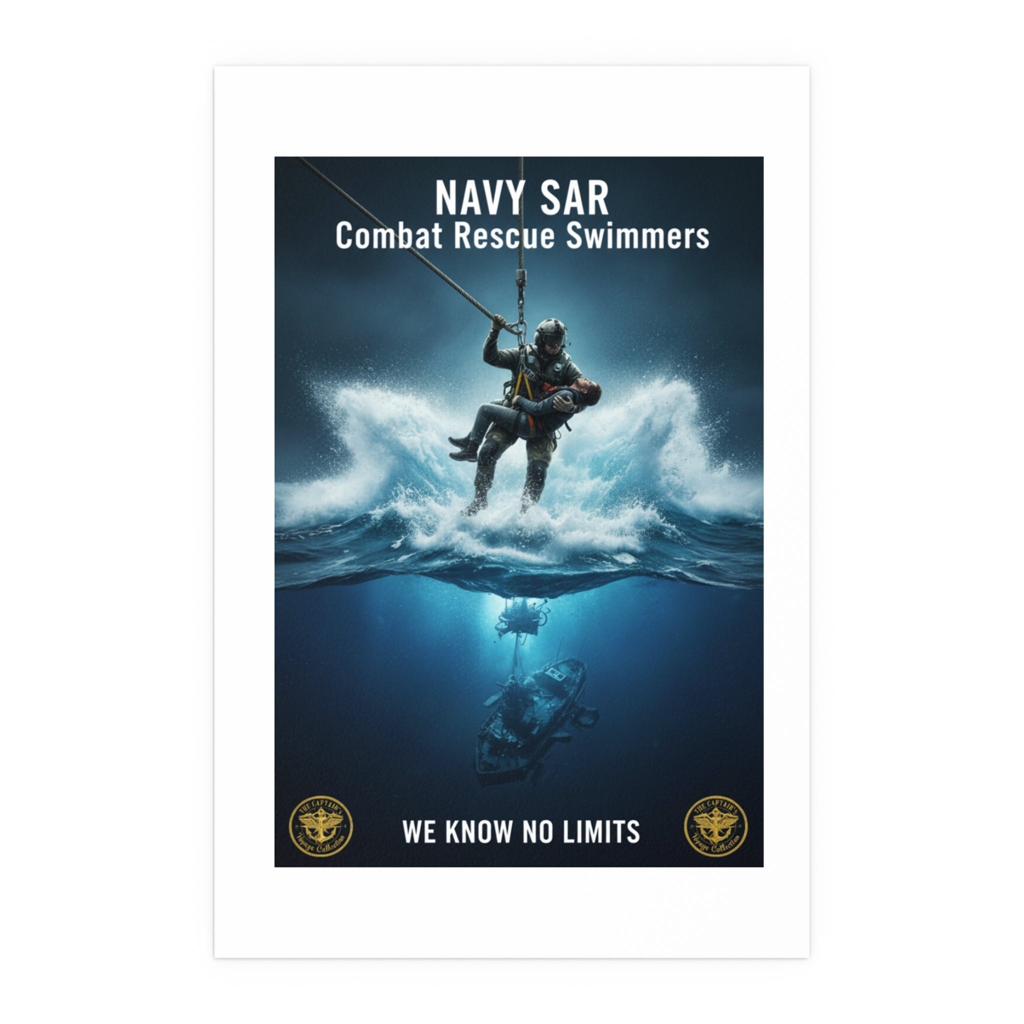 Diver Split-View Silk Poster — Underwater Adventure Wall Art (Indoor/Outdoor)