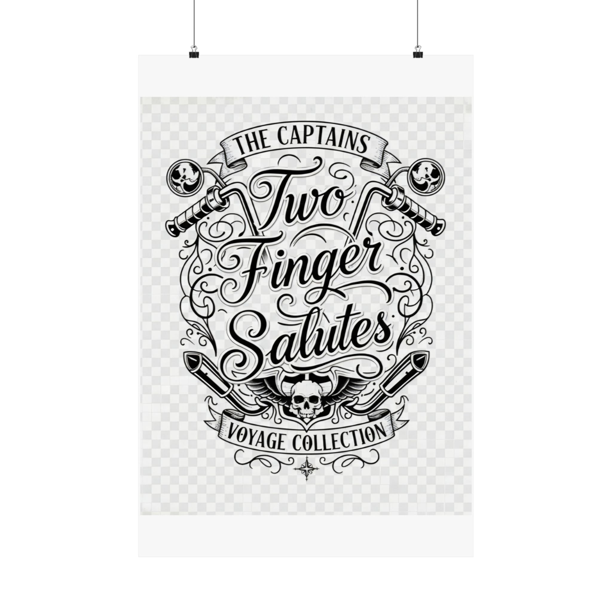 Two Finger Salutes Poster — Vintage Nautical Skull Voyage Wall Art