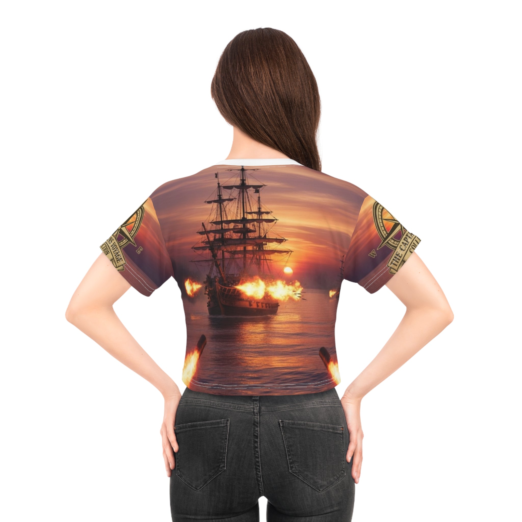 Pirate Adventure Crop Tee — Battle at Sea All-Over Print