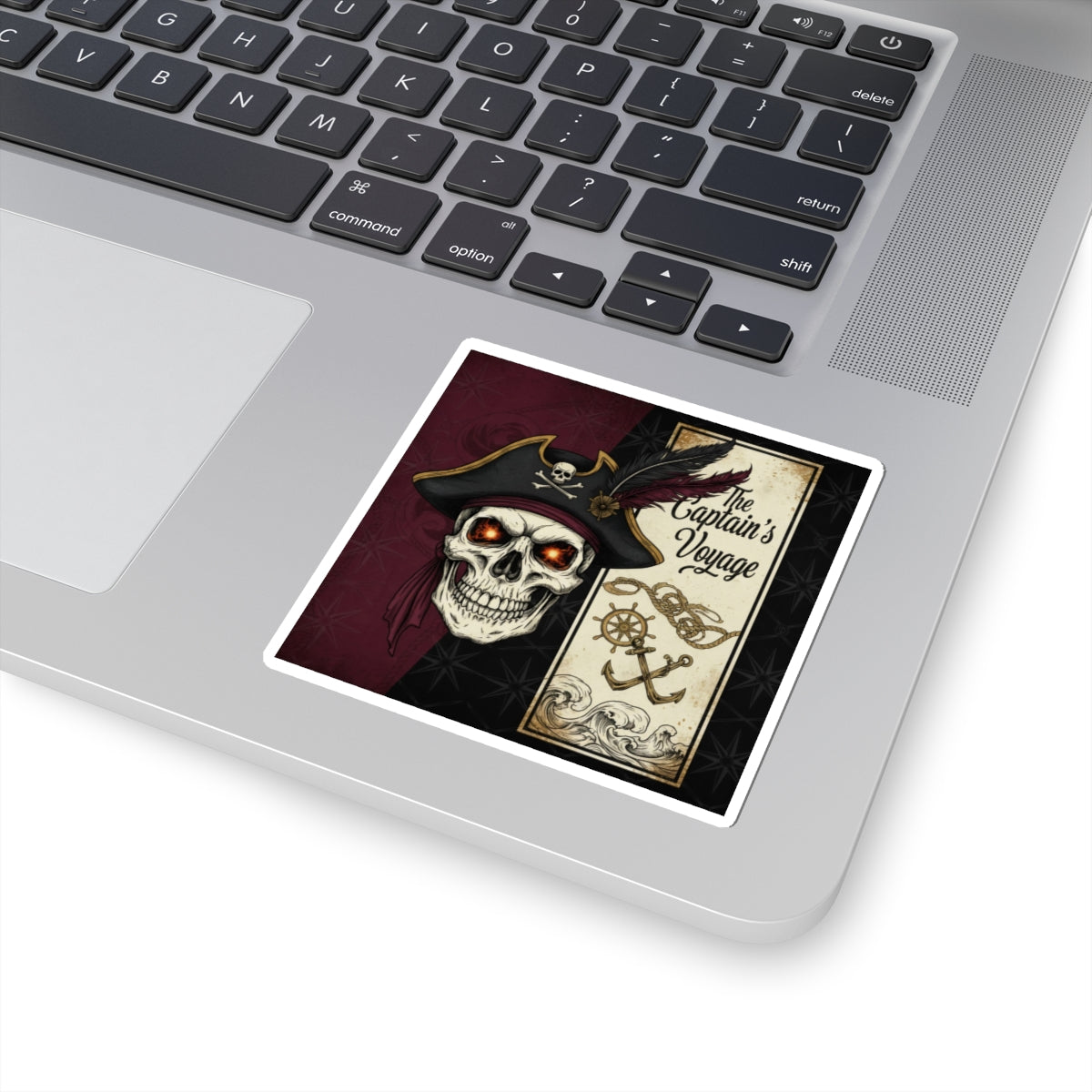 Pirate Skull Kiss-Cut Sticker — "The Captain's Voyage" Vintage Nautical Decal