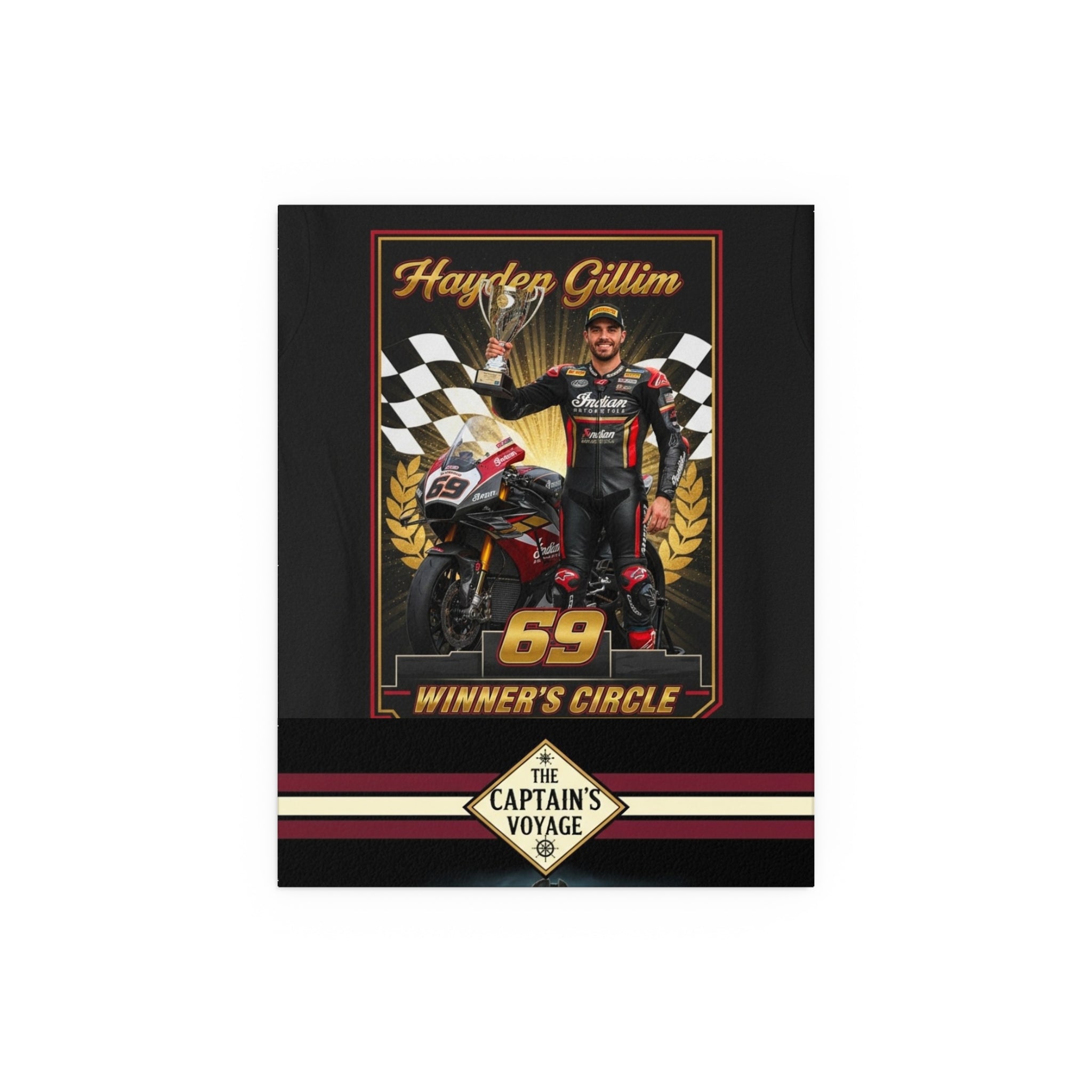 Racing Champion Silk Poster — “Winner’s Circle 69” Motorcycle Wall Art (Indoor/Outdoor)