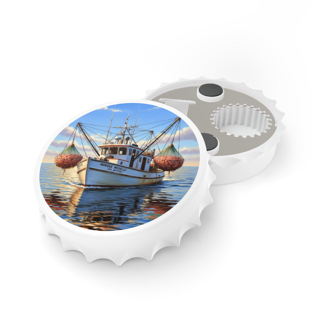 Nautical Shrimp Boat Bottle Opener — Fishing Boat Ocean Scene