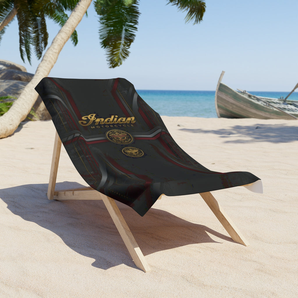 Indian Motorcycle Logo Beach Towel — Vintage Motorcycle Emblem Design