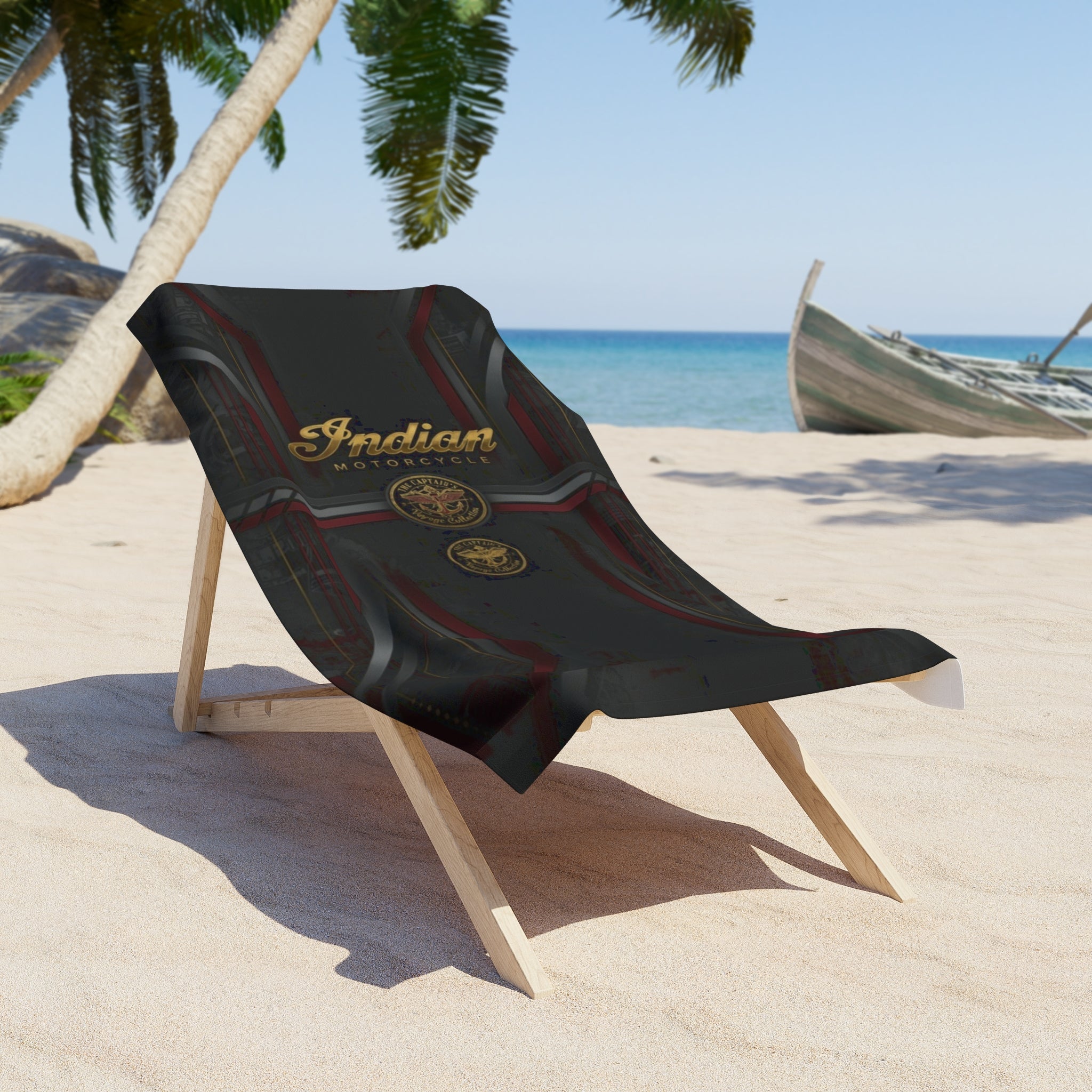 Indian Motorcycle Logo Beach Towel — Vintage Motorcycle Emblem Design