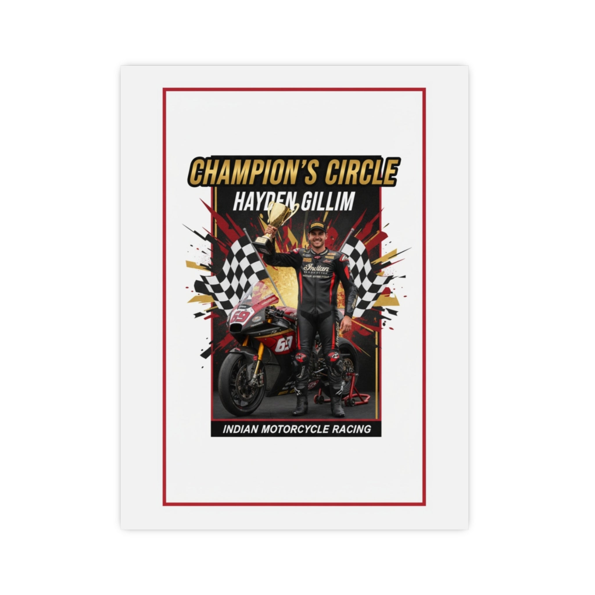 Champion's Circle Motorcycle Poster — Personalized Racing Matte Print