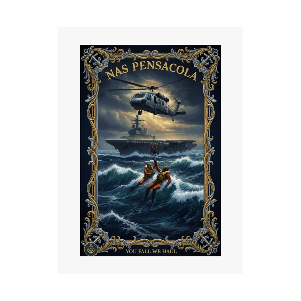 NAS Pensacola Rescue Poster — Matte Vertical Military Wall Art