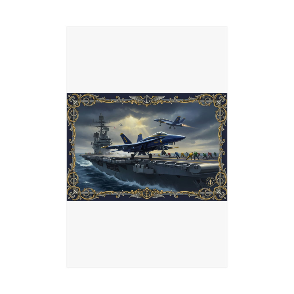 Aircraft Carrier Navy Poster — Matte Vertical Military Aviation Print