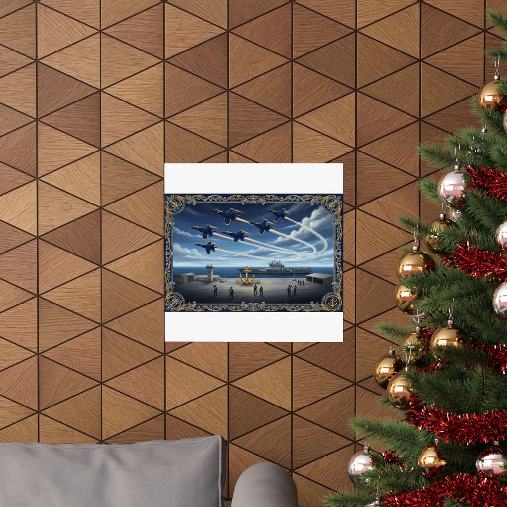 Matte Vertical Poster — Navy Blue Angels Aircraft Carrier Tribute