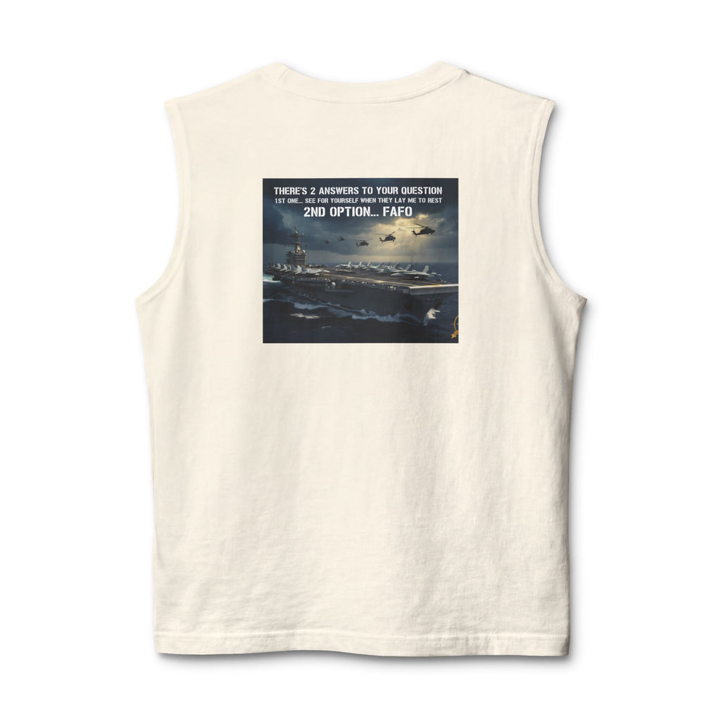 Navy Rescue Helicopter Muscle Tank — '2nd Option: FAFO' Military Search & Rescue Shirt