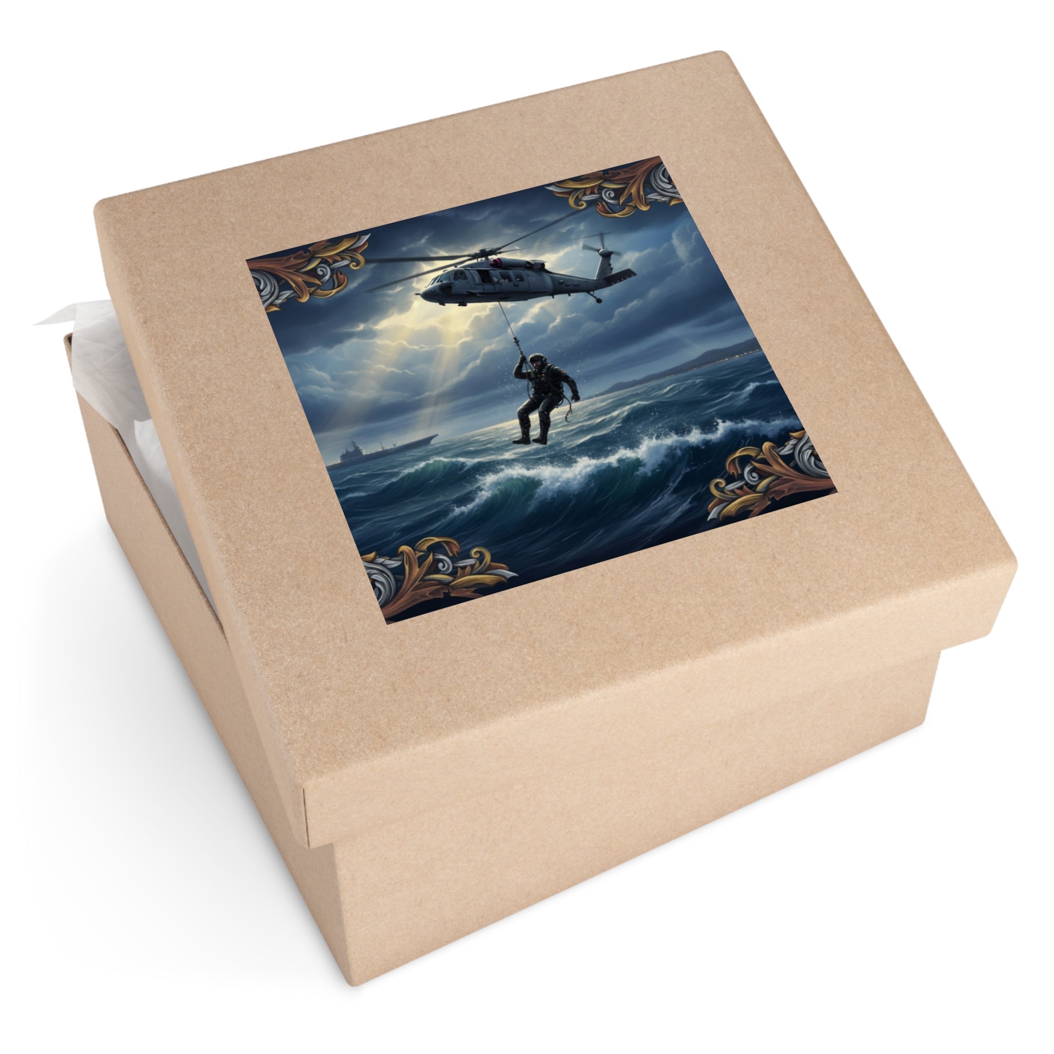 Rescue Helicopter Sea Rescue Square Sticker