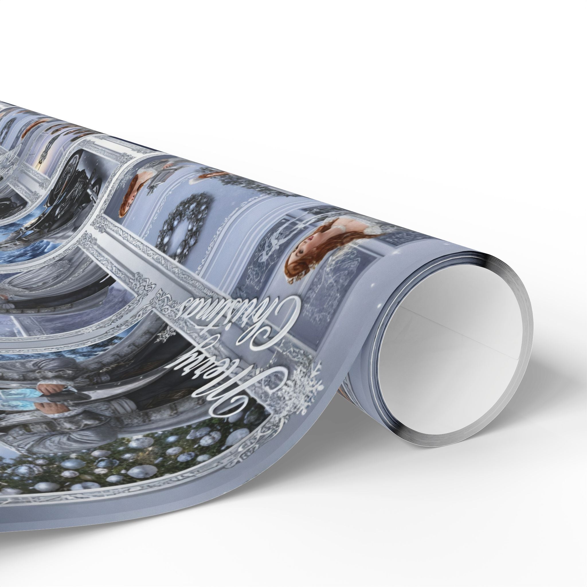 Vintage Winter Photo Collage Wrapping Paper Roll — Holiday Scenic Gift Wrap