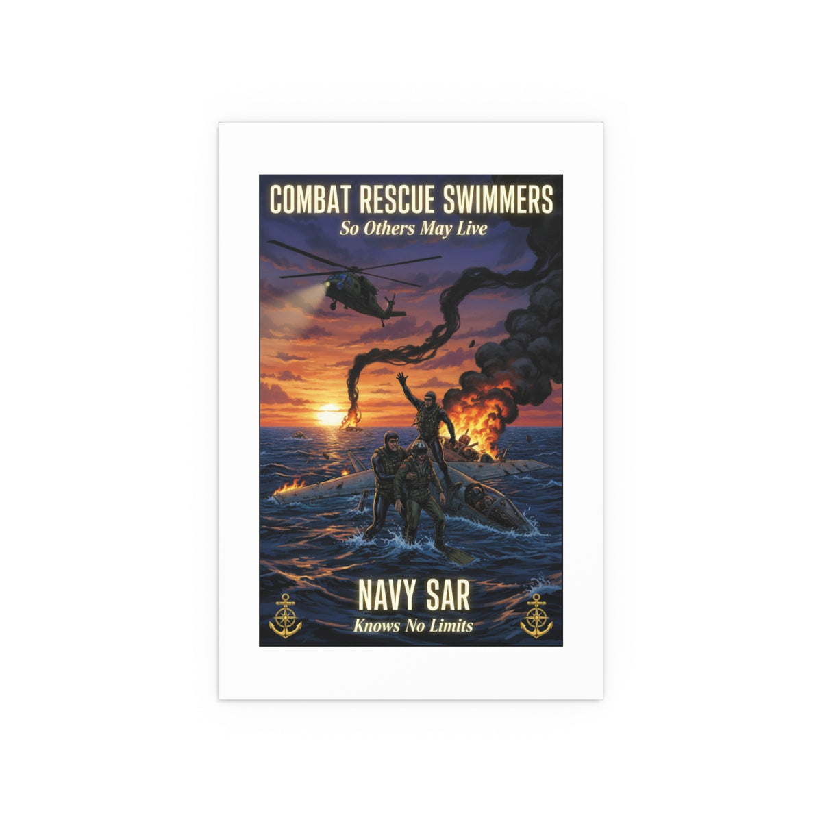 Navy SAR Combat Rescue Swimmers Silk Poster — Indoor/Outdoor Military Wall Art