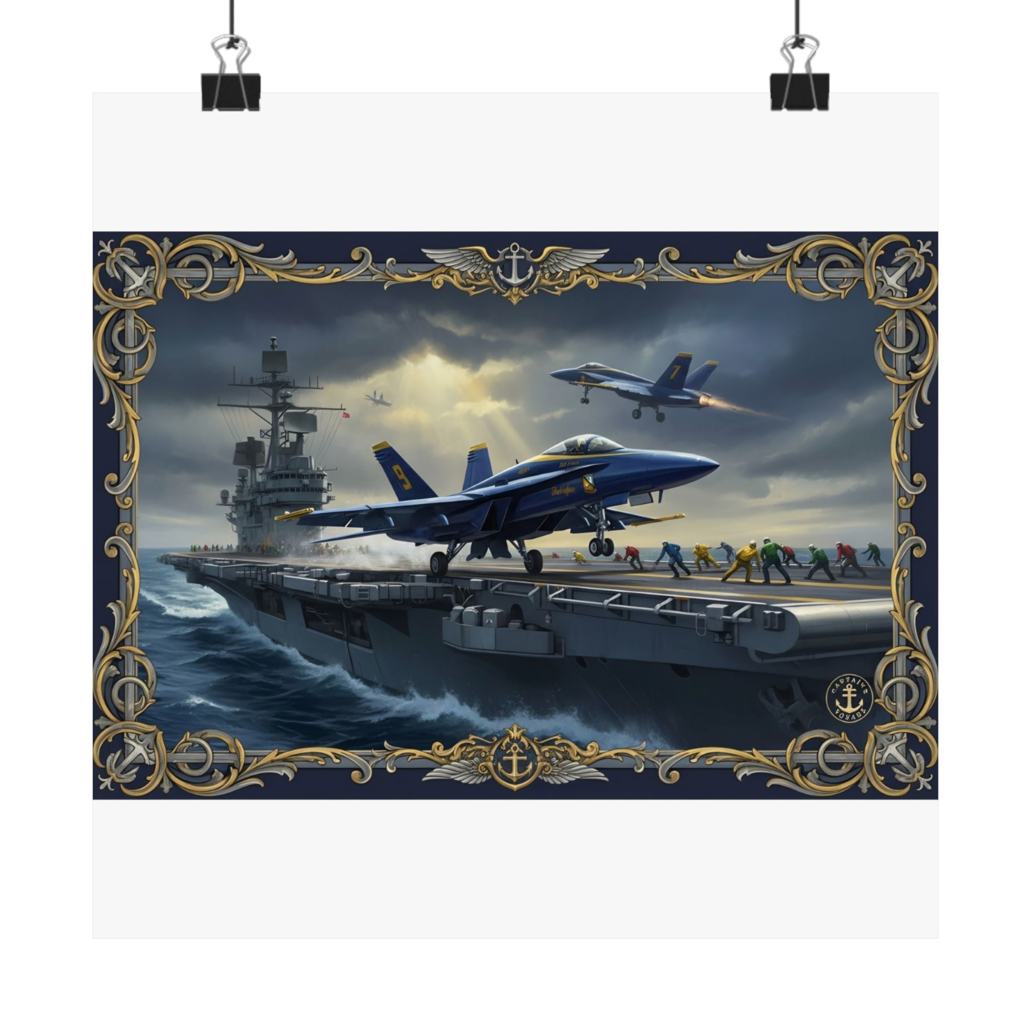 Aircraft Carrier Navy Poster — Matte Vertical Military Aviation Print