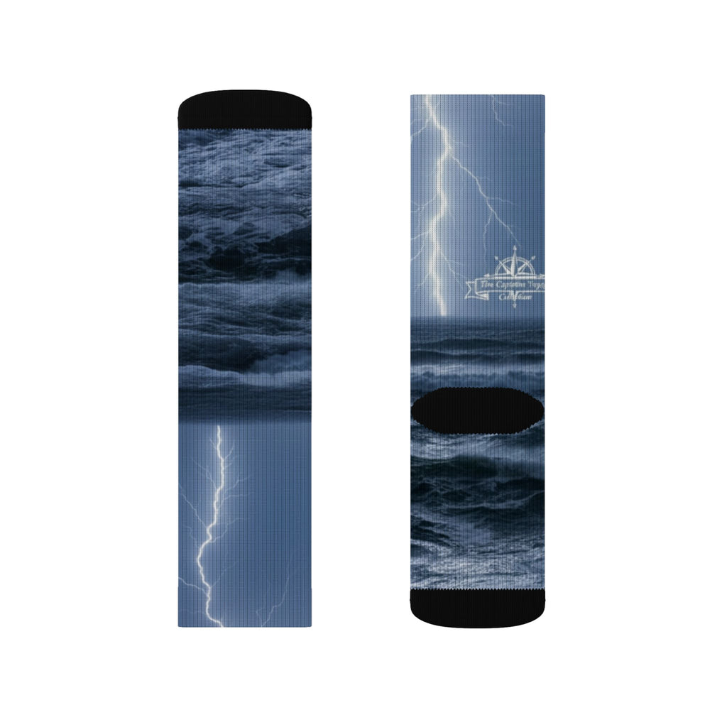 Storm Lightning Sublimation Socks — Nautical Thunder Crew Socks