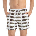 Vintage Cigarette Pack Swim Trunks – Retro Patterned Beach Shorts