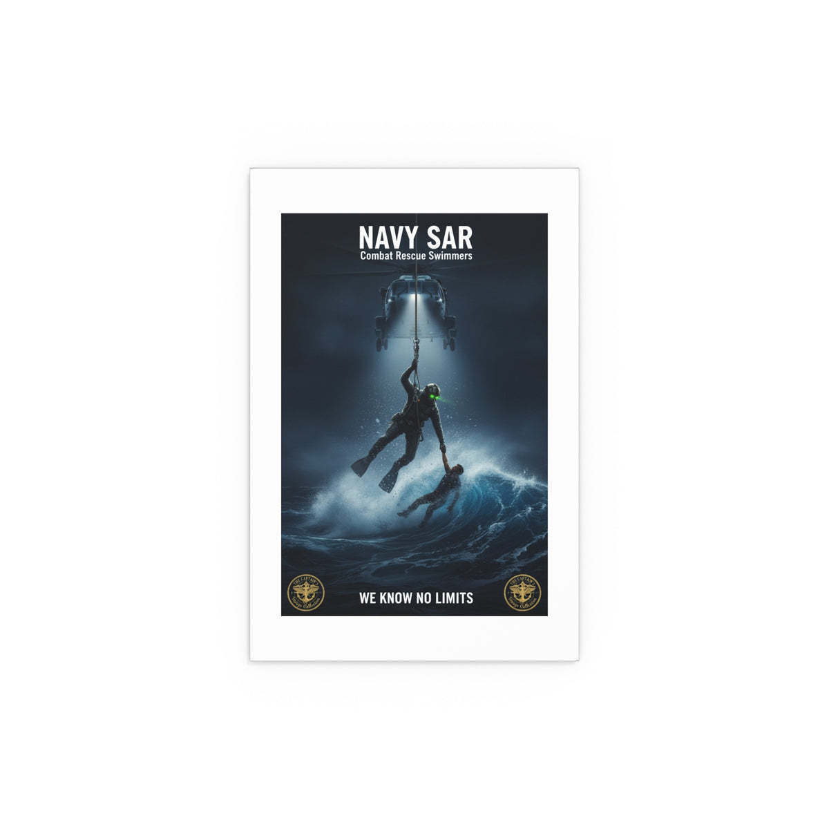 Navy SAR Combat Rescue Swimmers Silk Poster – “We Know No Limits” Indoor/Outdoor Print