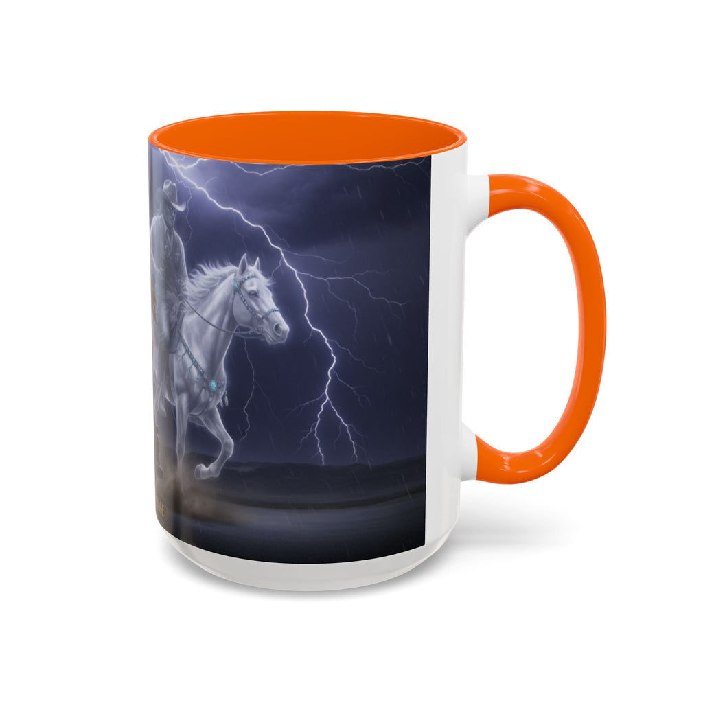 Western Ghost Riders Coffee Mug — Phantom Cowboy & Horse Lightning Accent Mug (11/15oz)