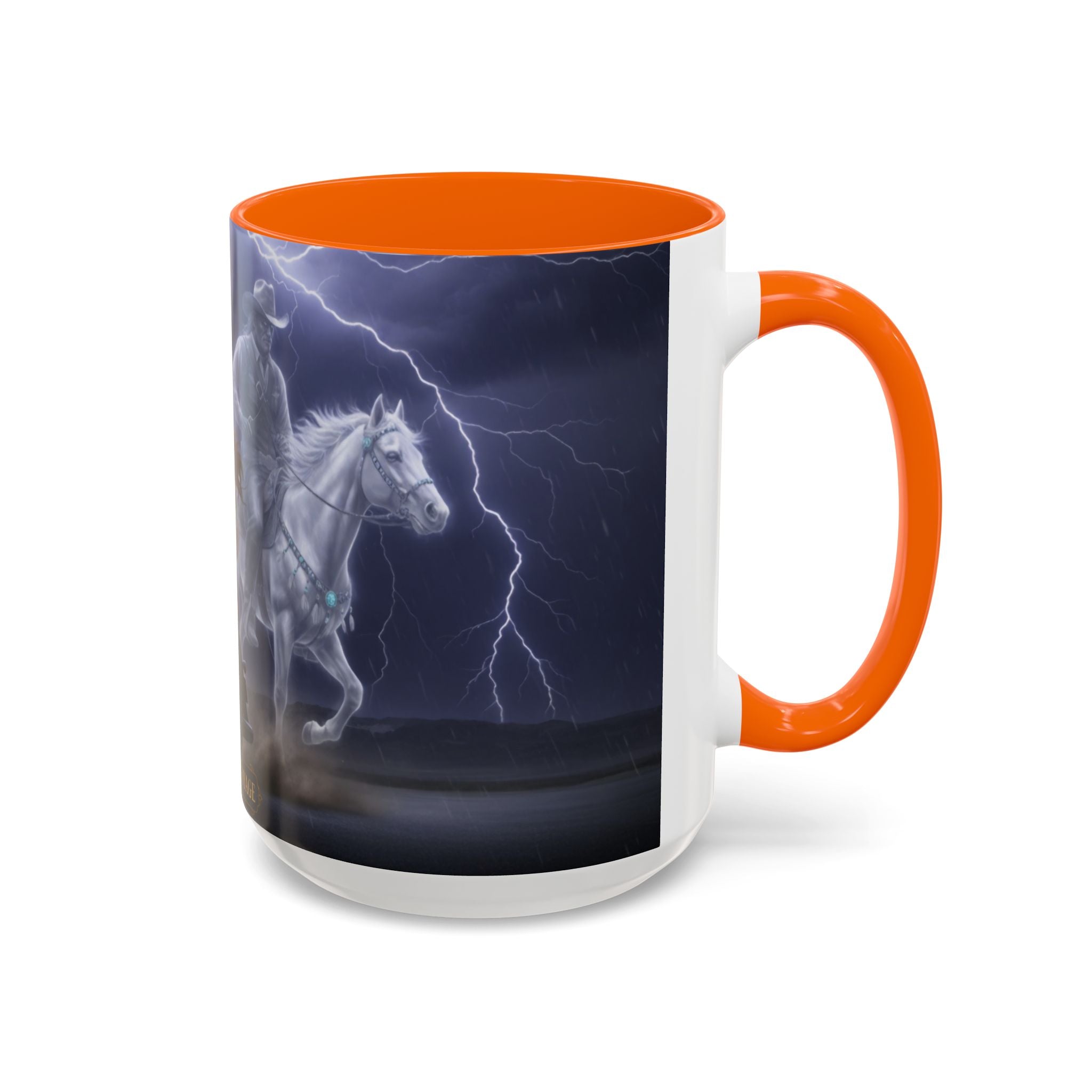 Western Ghost Riders Coffee Mug — Phantom Cowboy & Horse Lightning Accent Mug (11/15oz)