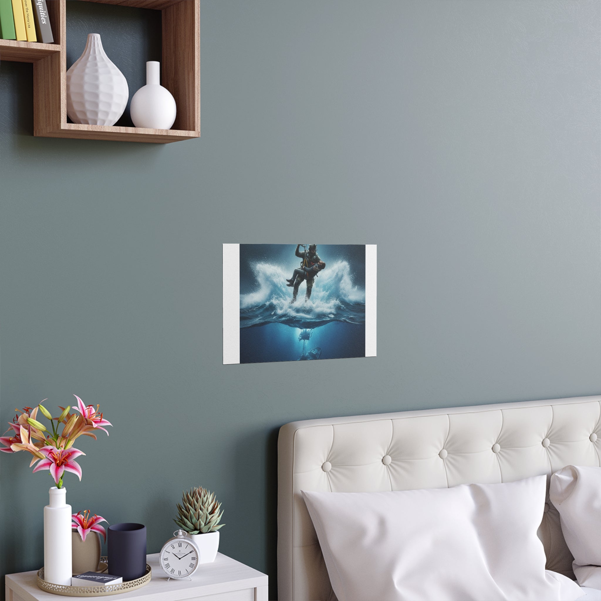Diver Split-View Silk Poster — Underwater Adventure Wall Art (Indoor/Outdoor)