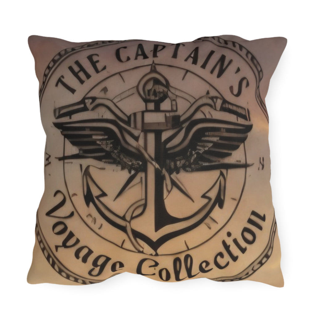 Nautical Pirate Captain Outdoor Pillow — Vintage Ship Anchor Voyage Accent Cushion