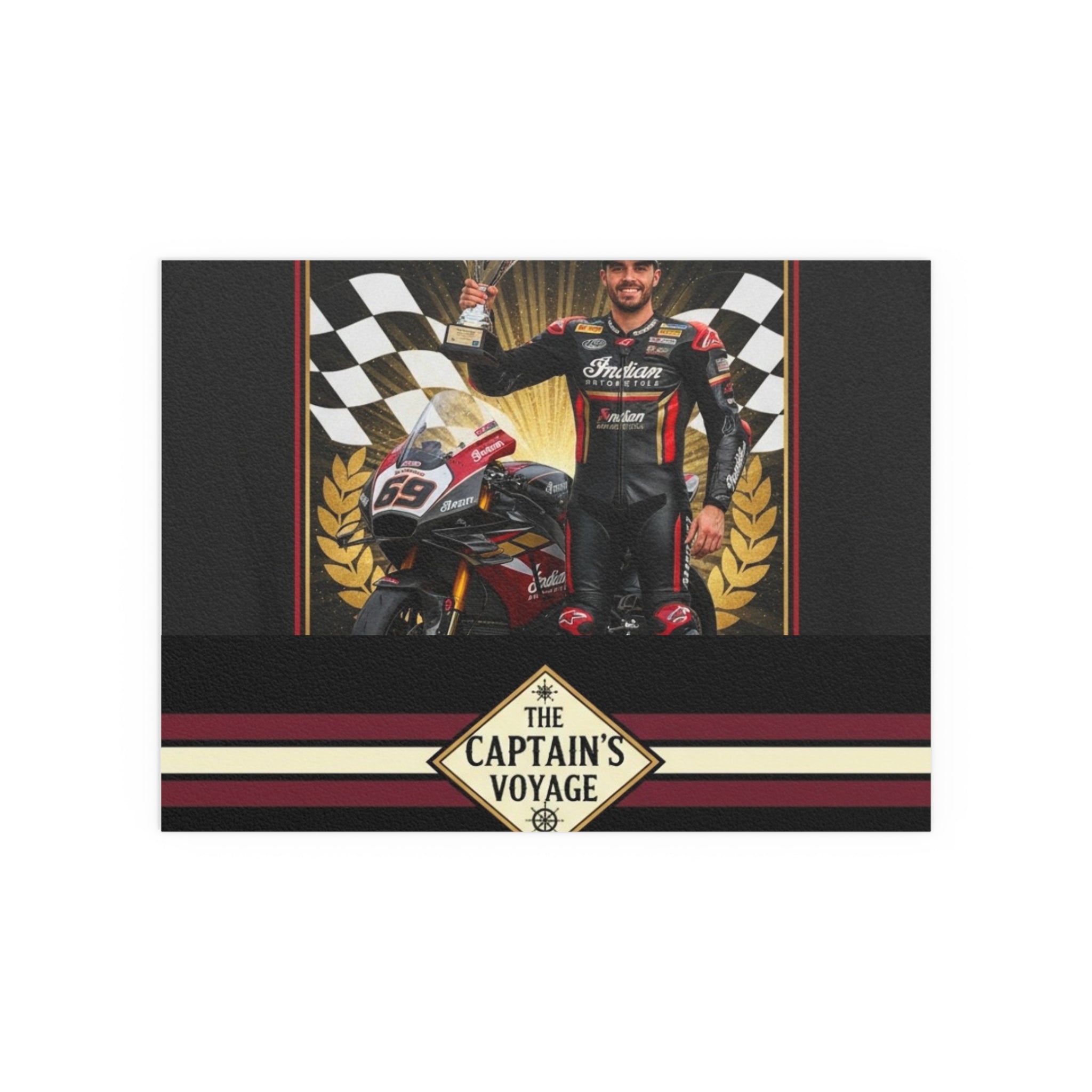 Racing Champion Silk Poster — “Winner’s Circle 69” Motorcycle Wall Art (Indoor/Outdoor)