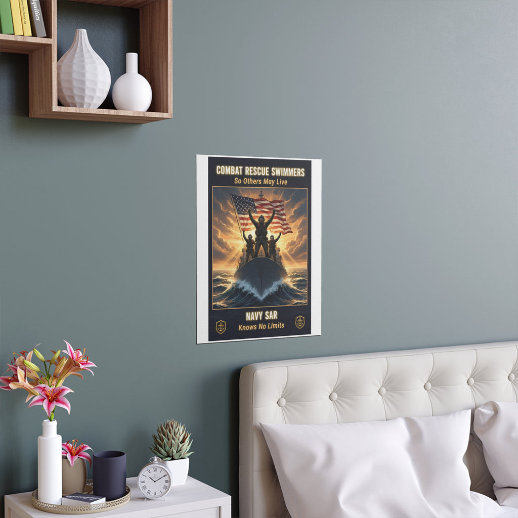 Combat Rescue Swimmers Silk Poster — "So Others May Live" Navy SAR Wall Art