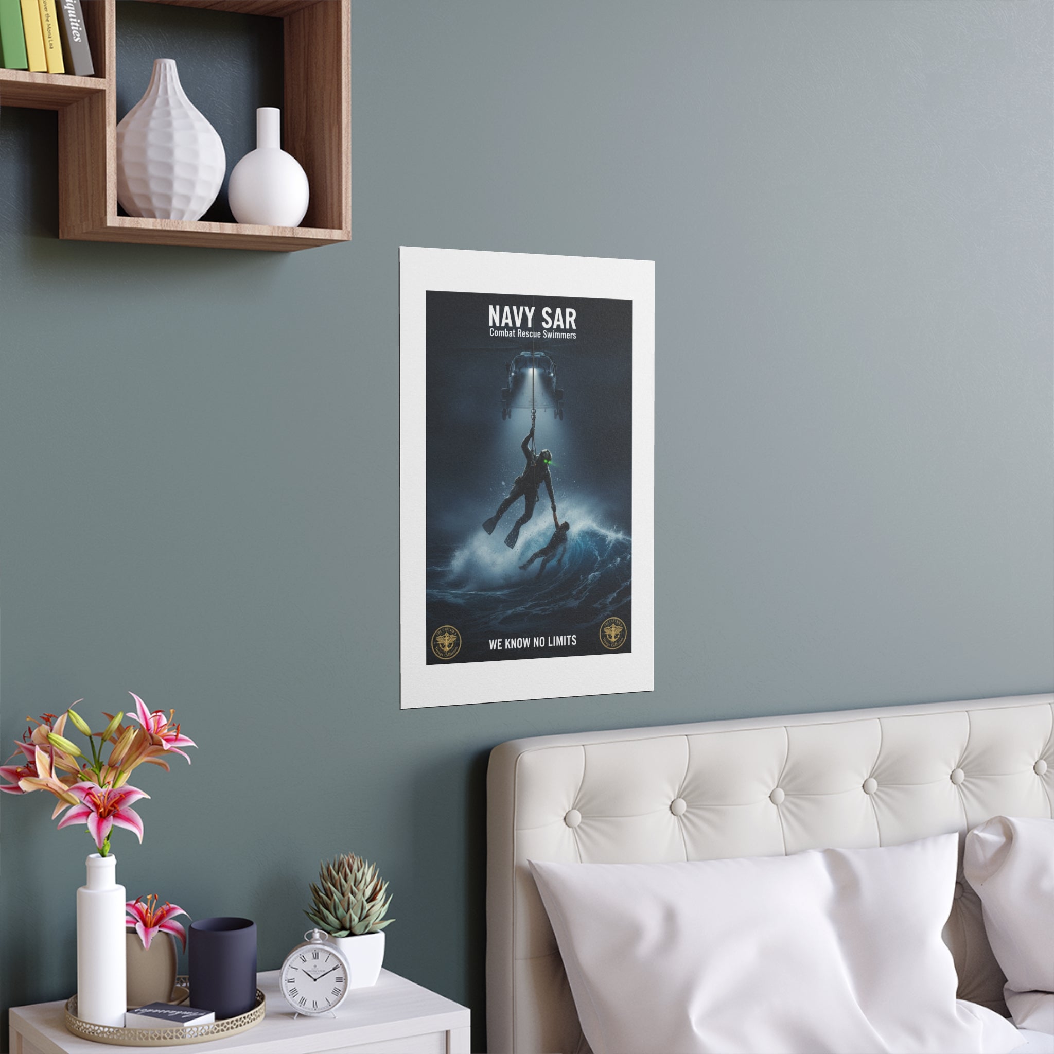 Navy SAR Combat Rescue Swimmers Silk Poster – “We Know No Limits” Indoor/Outdoor Print