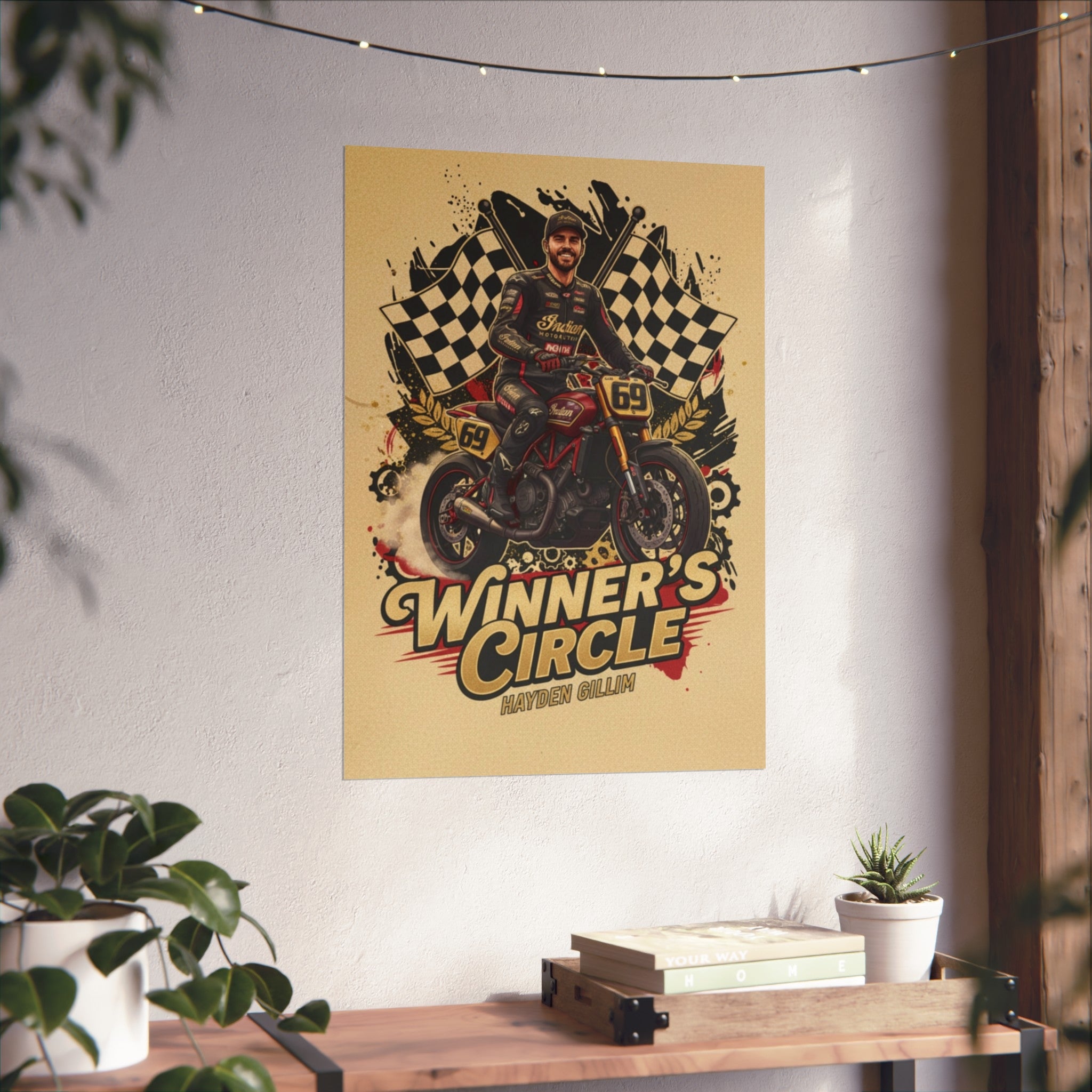Winner's Circle Motorcycle Poster — Vintage Racing Fine Art Print